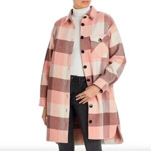 Monrow Pink Plaid Long Shirt Jacket size XS
